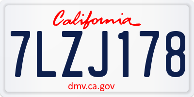 CA license plate 7LZJ178