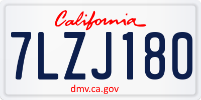 CA license plate 7LZJ180