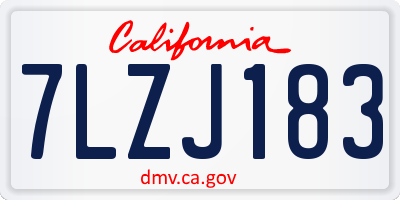 CA license plate 7LZJ183