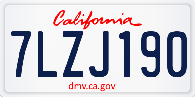CA license plate 7LZJ190