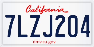CA license plate 7LZJ204