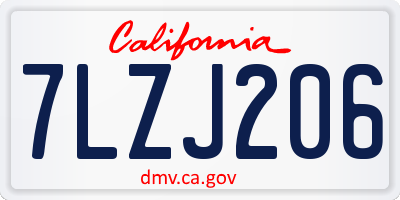 CA license plate 7LZJ206