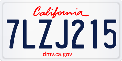 CA license plate 7LZJ215