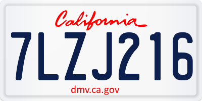 CA license plate 7LZJ216