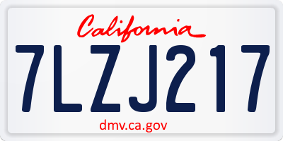CA license plate 7LZJ217