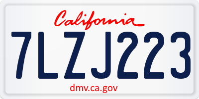 CA license plate 7LZJ223