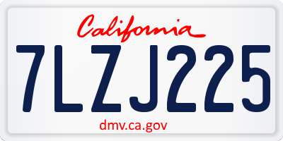 CA license plate 7LZJ225