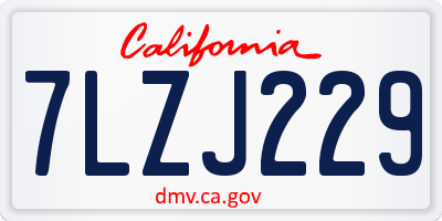 CA license plate 7LZJ229