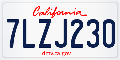CA license plate 7LZJ230