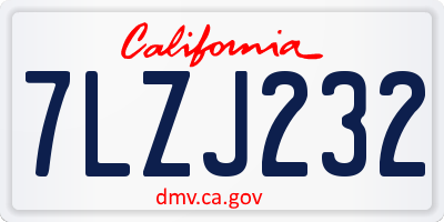 CA license plate 7LZJ232
