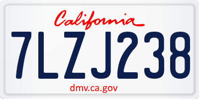 CA license plate 7LZJ238