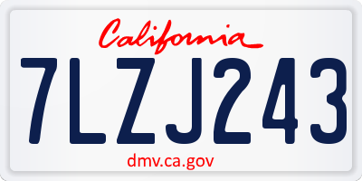 CA license plate 7LZJ243