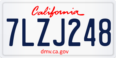 CA license plate 7LZJ248