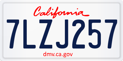 CA license plate 7LZJ257