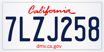 CA license plate 7LZJ258