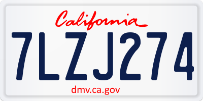 CA license plate 7LZJ274