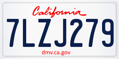 CA license plate 7LZJ279
