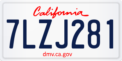 CA license plate 7LZJ281