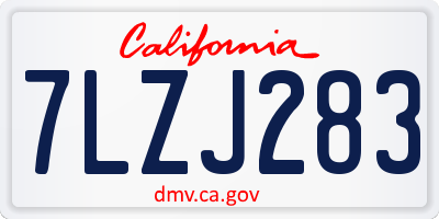 CA license plate 7LZJ283
