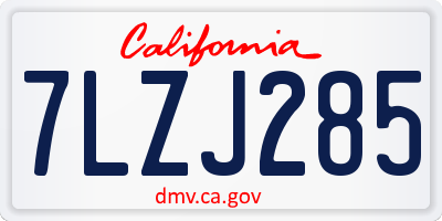 CA license plate 7LZJ285