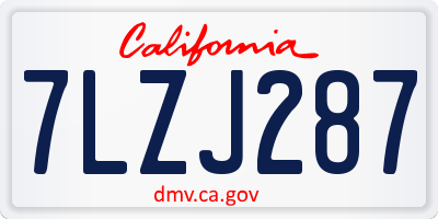 CA license plate 7LZJ287