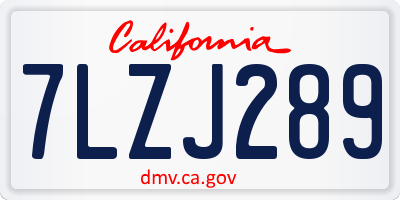 CA license plate 7LZJ289