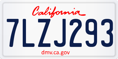 CA license plate 7LZJ293