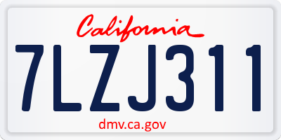 CA license plate 7LZJ311