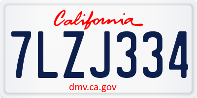 CA license plate 7LZJ334
