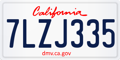 CA license plate 7LZJ335