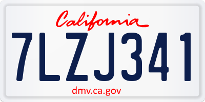 CA license plate 7LZJ341