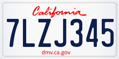 CA license plate 7LZJ345