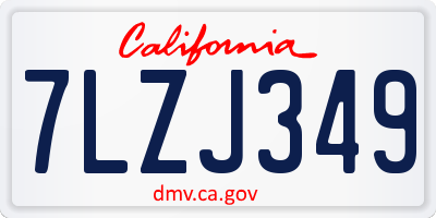 CA license plate 7LZJ349