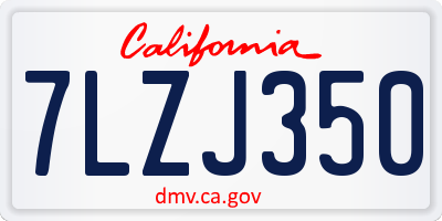 CA license plate 7LZJ350