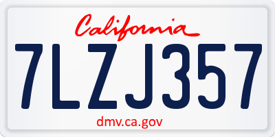 CA license plate 7LZJ357