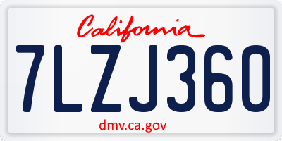 CA license plate 7LZJ360