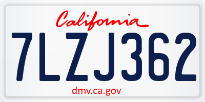 CA license plate 7LZJ362