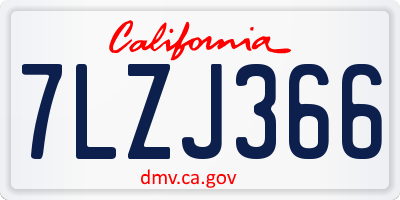 CA license plate 7LZJ366