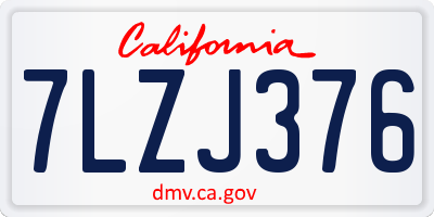 CA license plate 7LZJ376