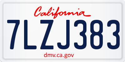 CA license plate 7LZJ383