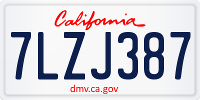 CA license plate 7LZJ387