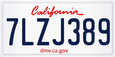 CA license plate 7LZJ389