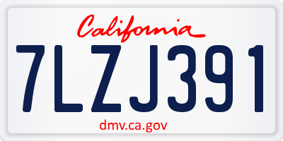 CA license plate 7LZJ391