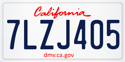 CA license plate 7LZJ405