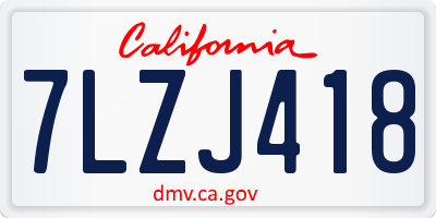 CA license plate 7LZJ418