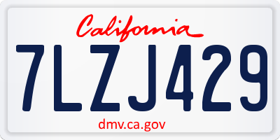 CA license plate 7LZJ429