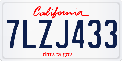 CA license plate 7LZJ433