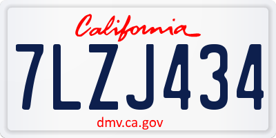 CA license plate 7LZJ434