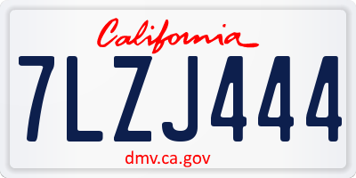CA license plate 7LZJ444