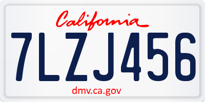 CA license plate 7LZJ456